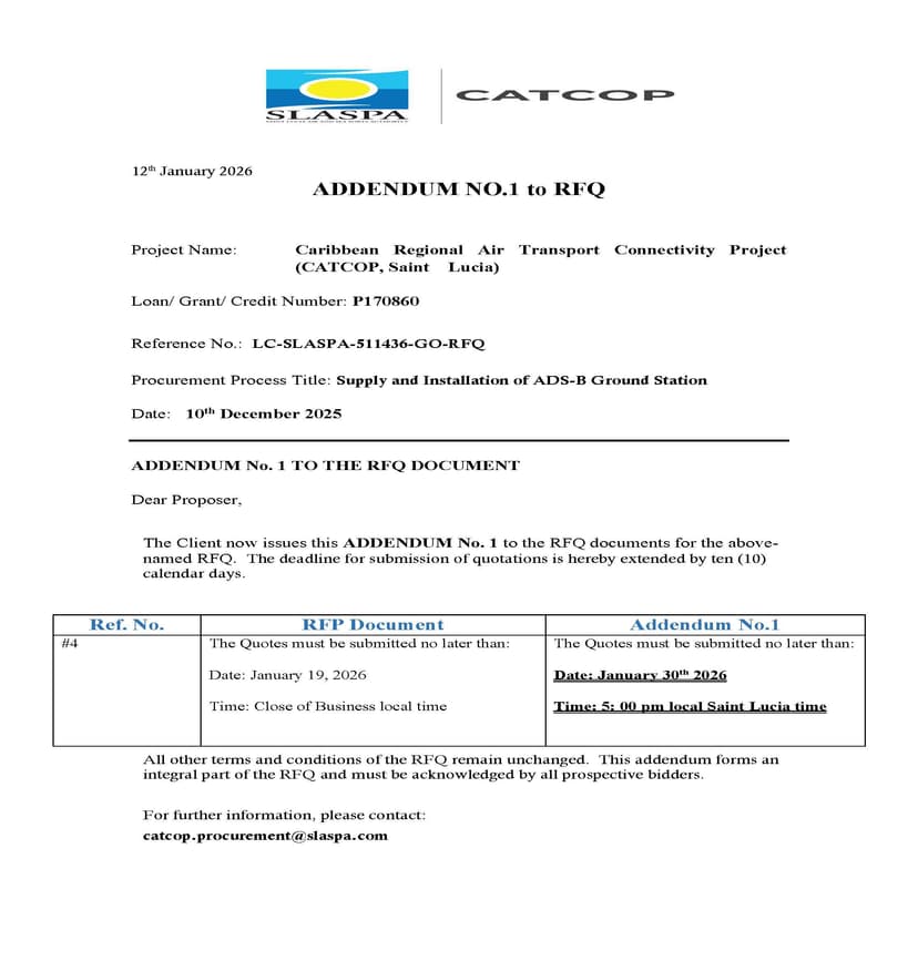 ADDENDUM 1- RFQ -Supply and Installation of ADS-B Ground Stations